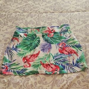 ONQUE Skort Tropical Stretchy Summer Spring Ready PXL White Purple Green Blue
